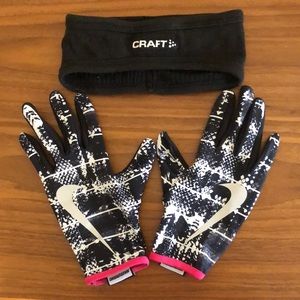 NIKE RUNNING gloves + CRAFT ear warmer headband